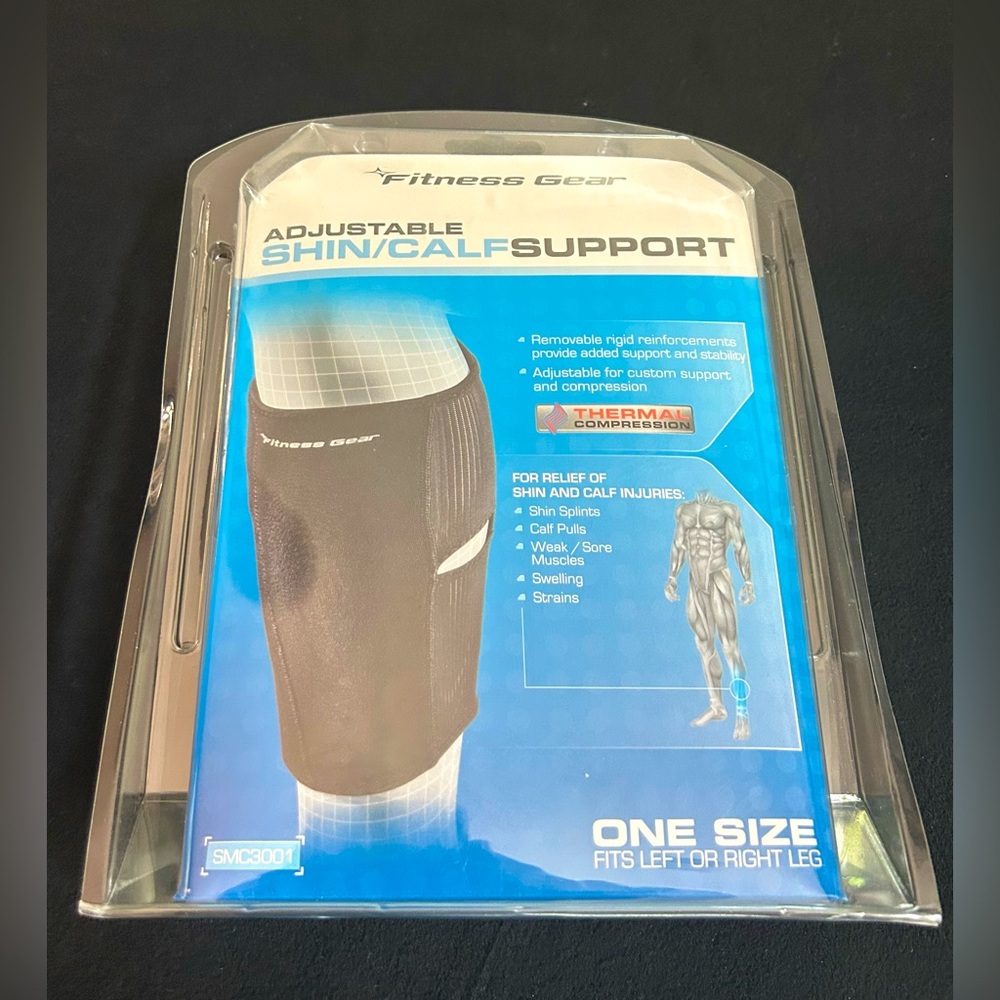 NIB Fitness Gear Adjustable Shin/Calf Support Sleeve•Fits Left or Right Leg